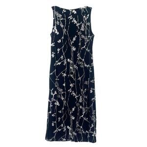 Vtg Y2K  Eve Adams Midi Dress Sz M Stretch Gala Metallic Glitter Formal Floral